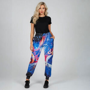 Women's Small Blue Pink Galaxy Jogger Pants